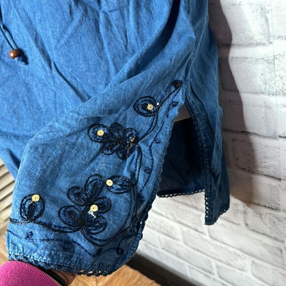 NWT Riviera Sun embroidered sequins Denim Sun Dress Size Medium - Picture 5 of 7